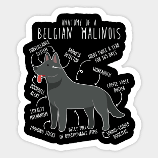 Black Belgian Malinois Dog Anatomy Sticker